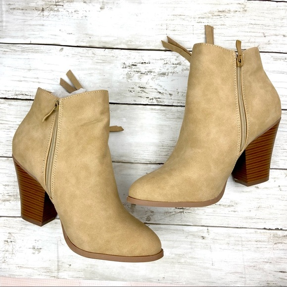 Journee Collection Women's Vally Dual-Zip Bootie Heeled Boot Hees - Taupe 9 - Picture 5 of 6